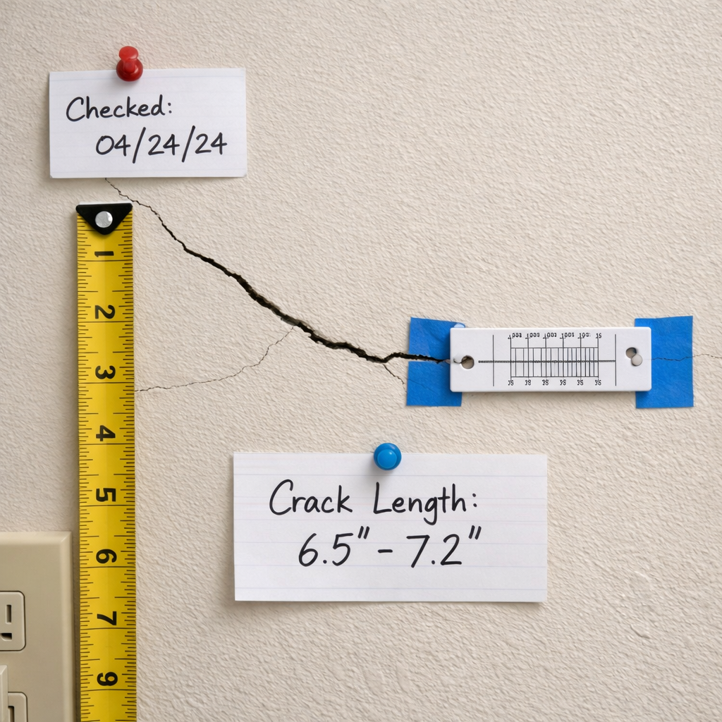 Monitoring a crack in a wall in a home