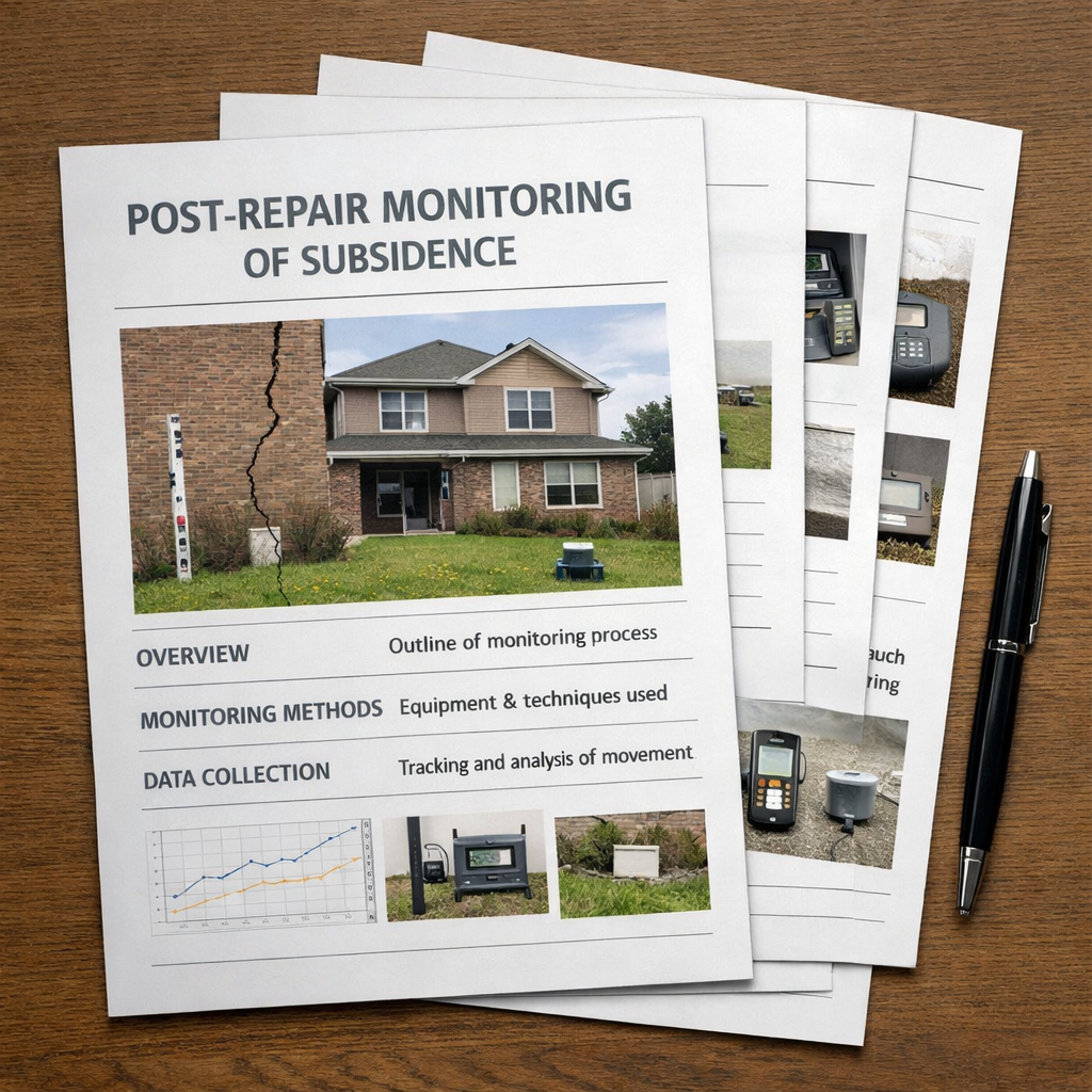 documents about post repair monitoring of subsidence technology make it look like some files you could give a client make the document super vague wit